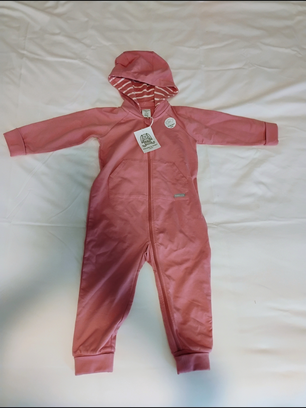 Polarn O. Pyret Pink Hooded Zip One-Piece Bodysuit